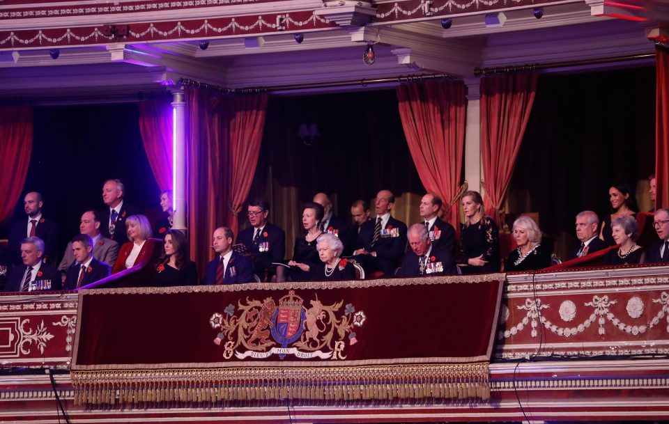  The Royals watch on as the performances take place at the packed Royal Albert Hall in London