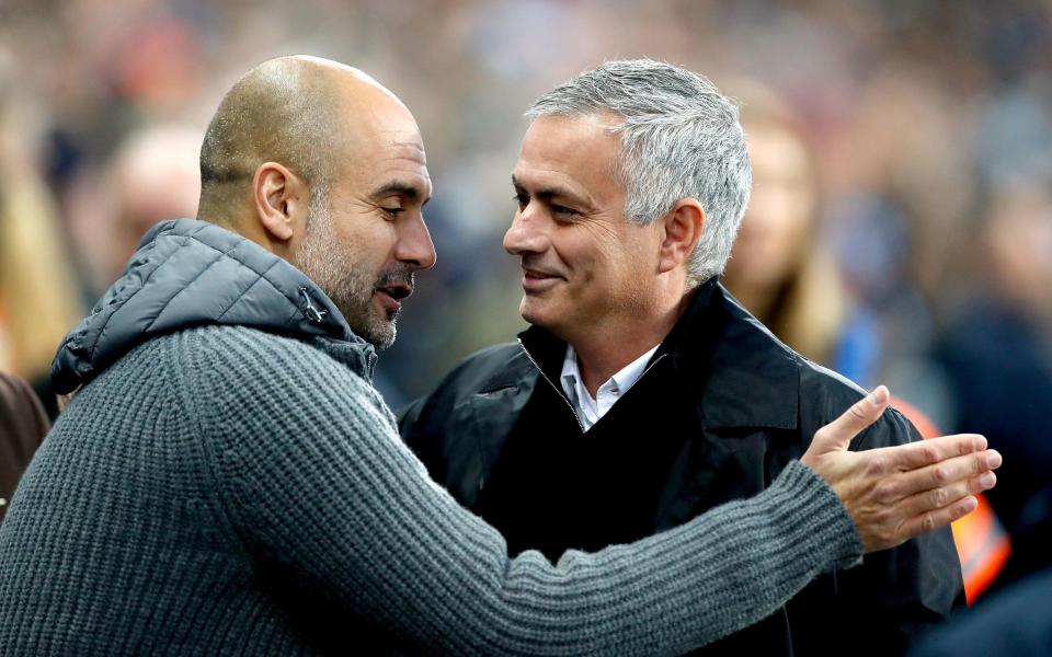 The two bosses shared a friendly hug before kick-off this evening