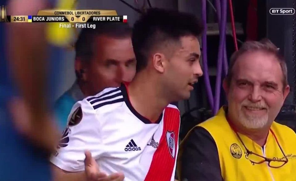 The game finished 2-2 - but for River Plate player Gonzalo Martinez it will be remembered for the wrong reasons