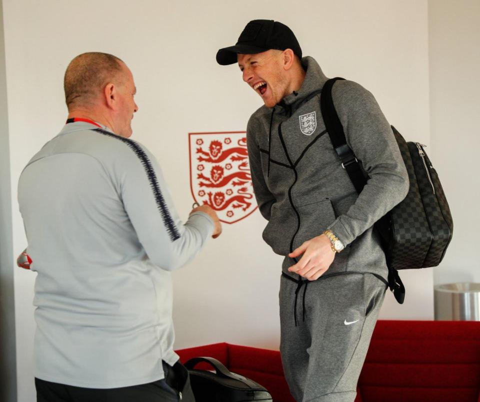 Jordan Pickford was loving life as he arrived at St George's