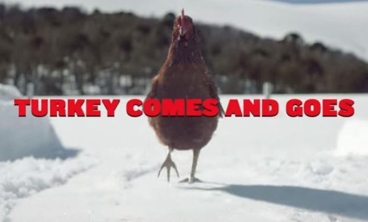  The advert ends with the message: 'Turkey comes and goes... but chicken's here to stay"