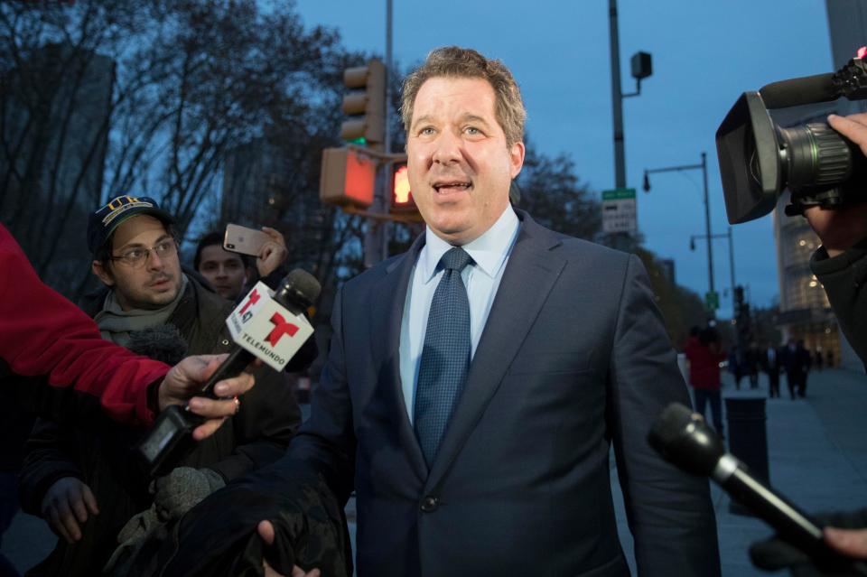  Guzman's defense attorney Jeffrey Lichtman speaks to reporters as he leaves Brooklyn Federal court