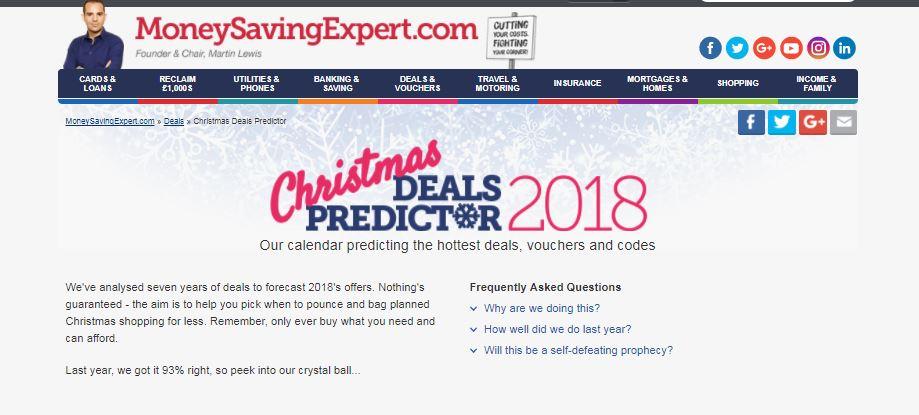  MoneySavingExpert.com's Christmas Deals Predictor tells you when you can expect retailer discounts