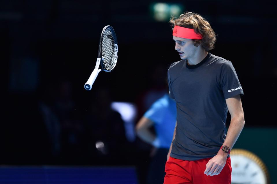  The German ace launched his racquet after he lost a point at the O2 Arena