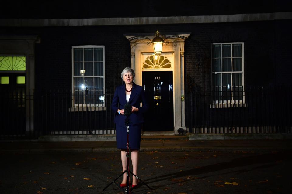  Mrs May made a statement in Downing Street after five hours of Cabinet talks