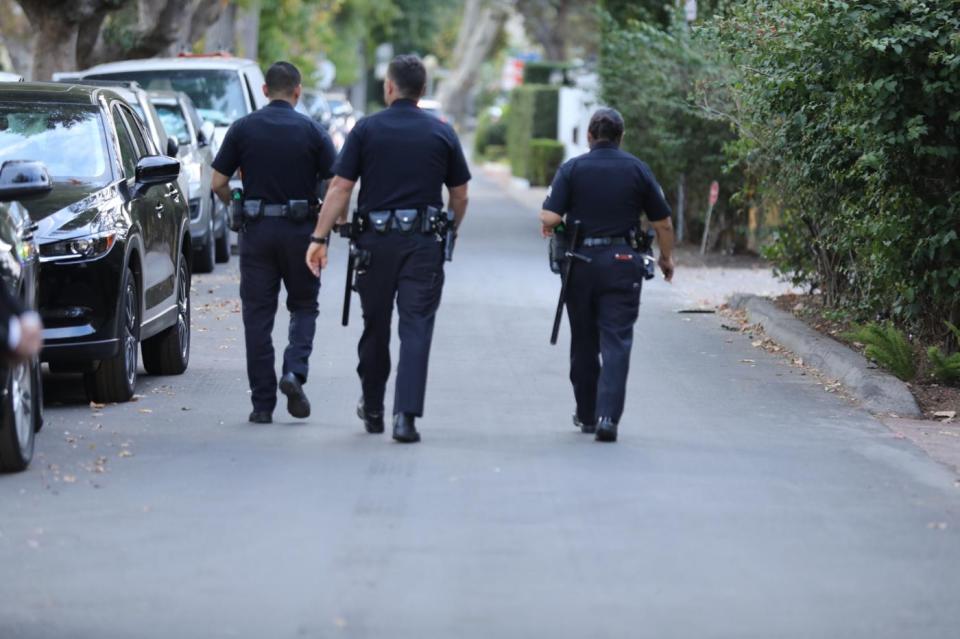  Police patrol outside Ms Porter's house