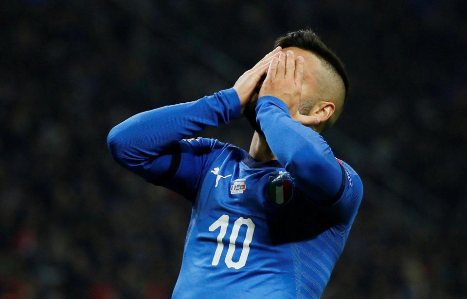  Insigne, 27, reacts after spurning a key chance for Italy