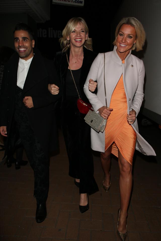  Dr Raj Singh, Zoe Ball and Natalie Lowe leave the Blackpool Tower arm-in-arm on Saturday