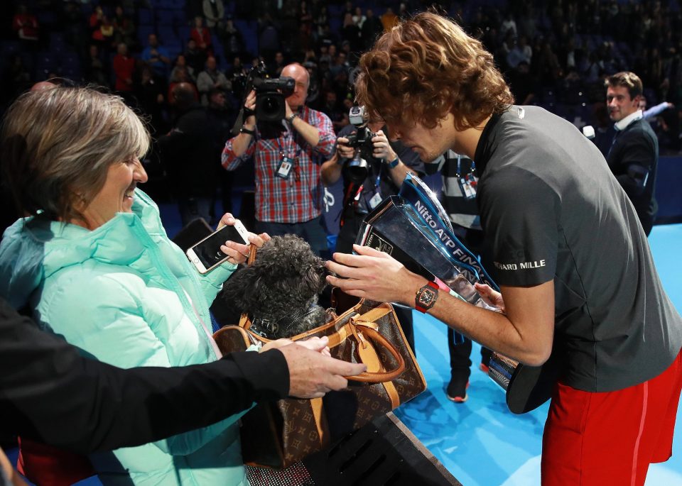 Zverev celebrated his win with his family and his pet pooch