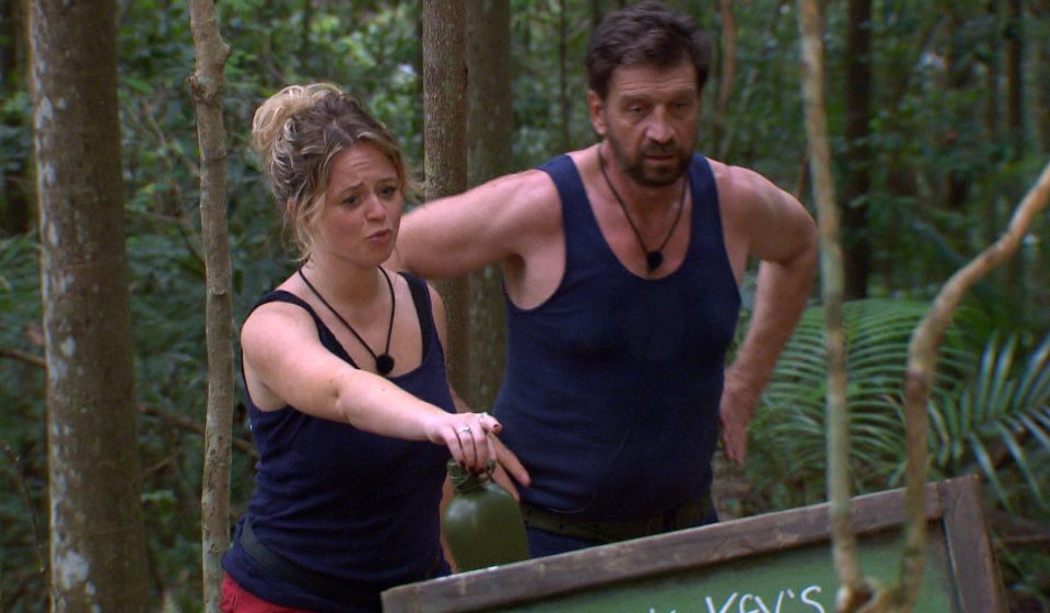 Nick and Emily put their heads together in a Jungle challenge but bosses hope it'll be their lips that get together soon