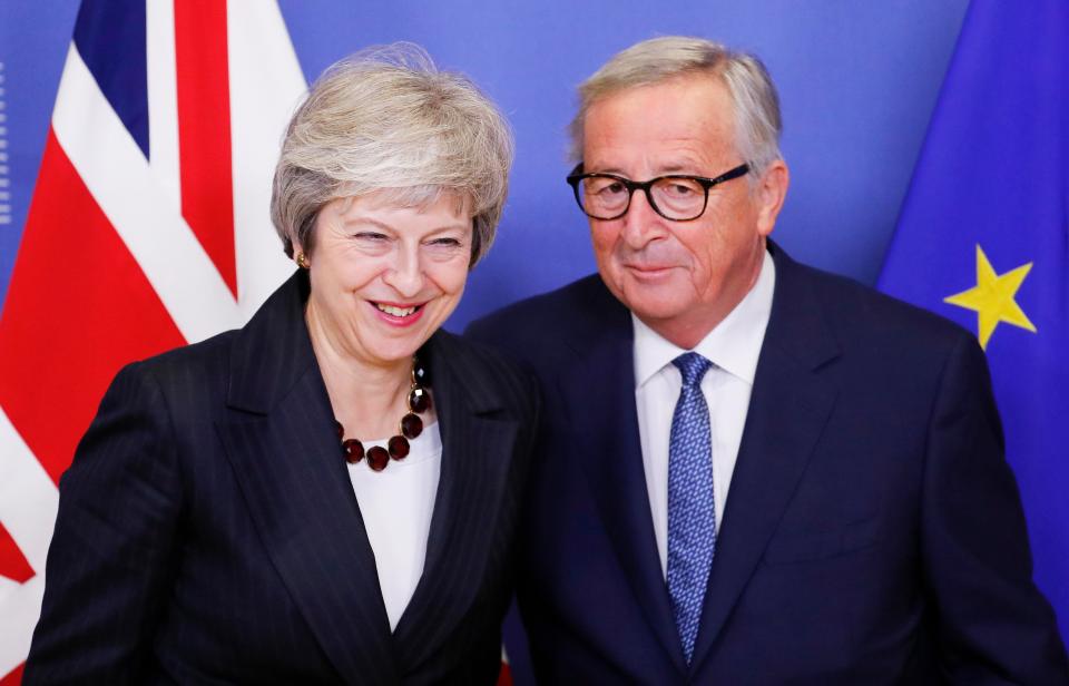  Theresa May meeting Jean-Claude Juncker in Brussels