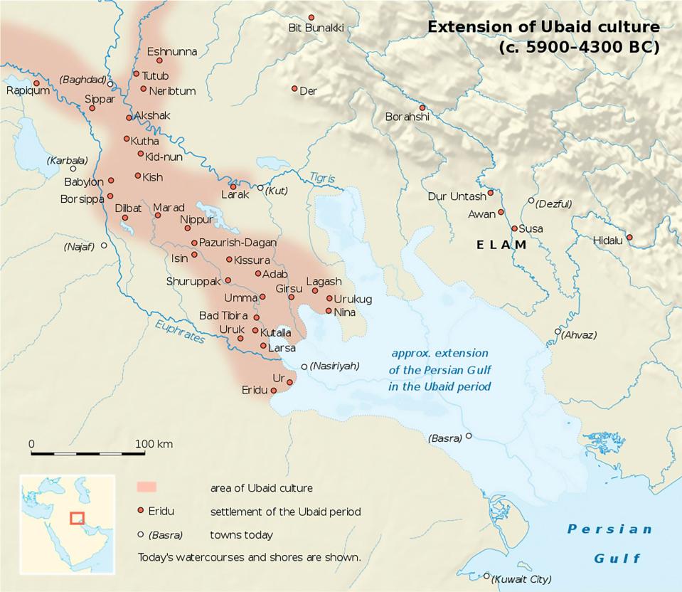  Map of sites of the Ubaid culture