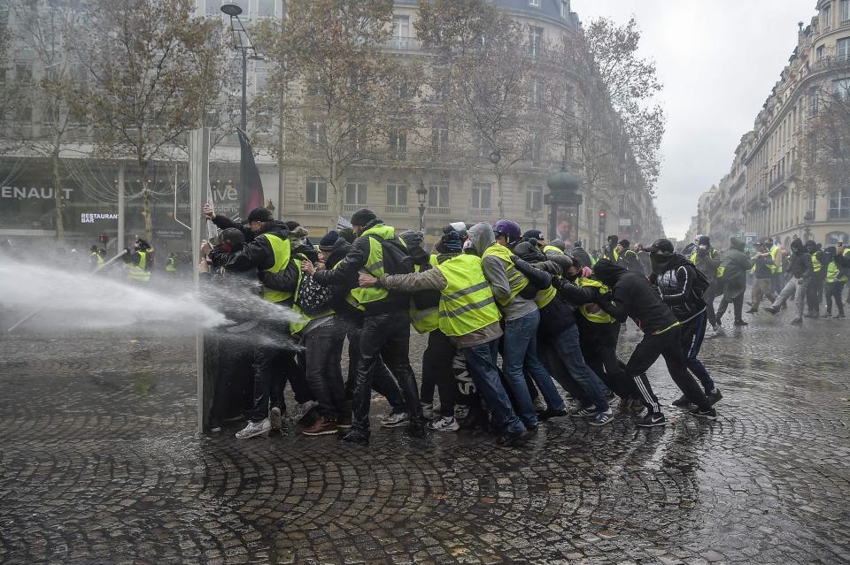  Water cannons were used on the protesters as the demonstrations strayed into their second week