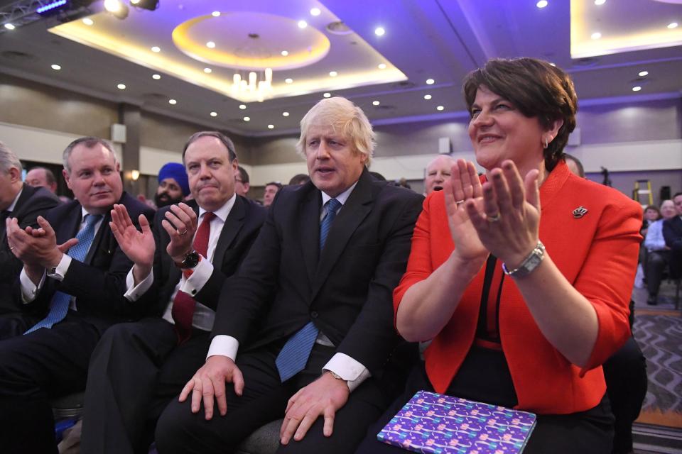  Mrs Foster at the DUP's conference yesterday with Boris Johnson