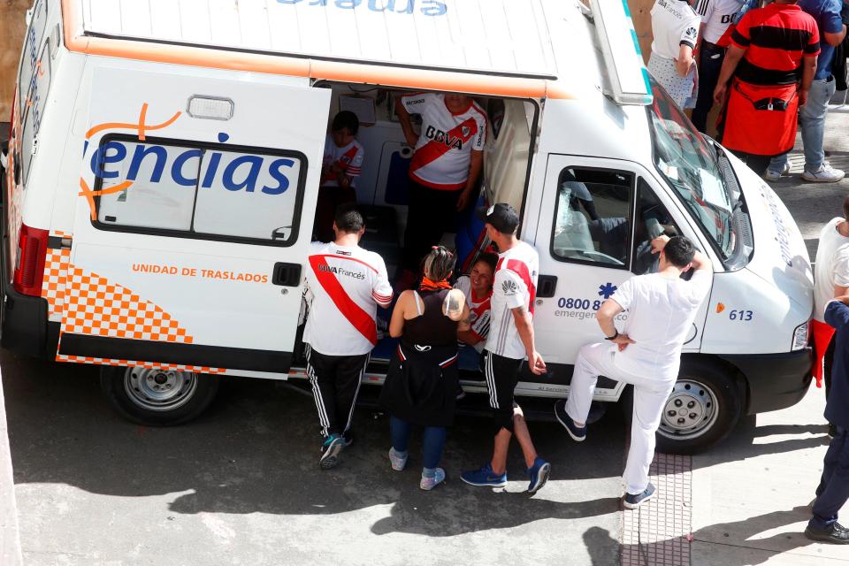 Many fans were taken in ambulances for treatment