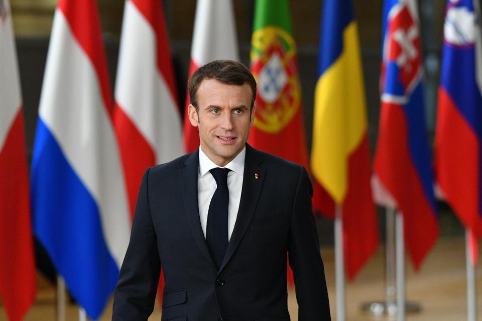  Emmanuel Macron at the EU summit in Brussels today