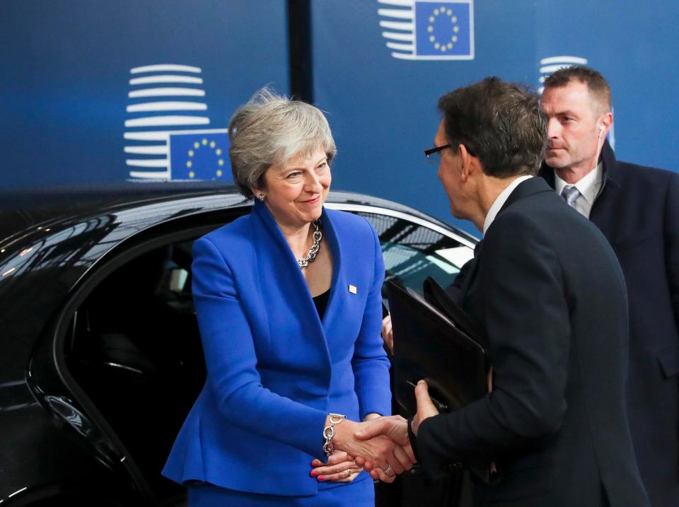  Theresa May arriving at Brussels for the EU summit today