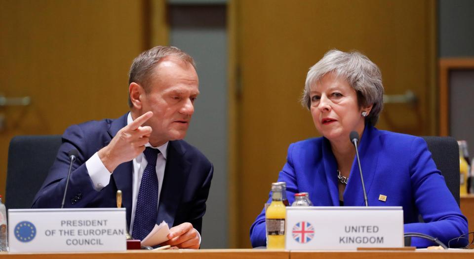  Mrs May held talks with EU leaders ahead of an expected statement to the press on the signing of the deal