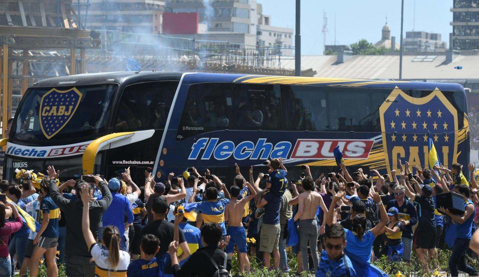  The bus windows were smashed as they arrived to the stadium