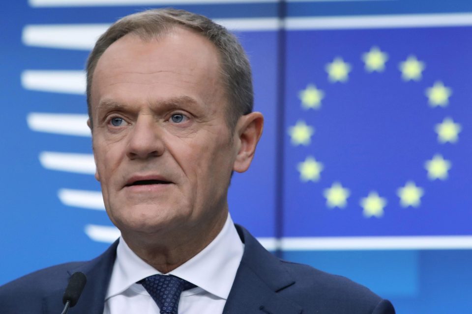 Donald Tusk was one of the EU leaders who lined up sign off the deal which took 28 minutes to agree