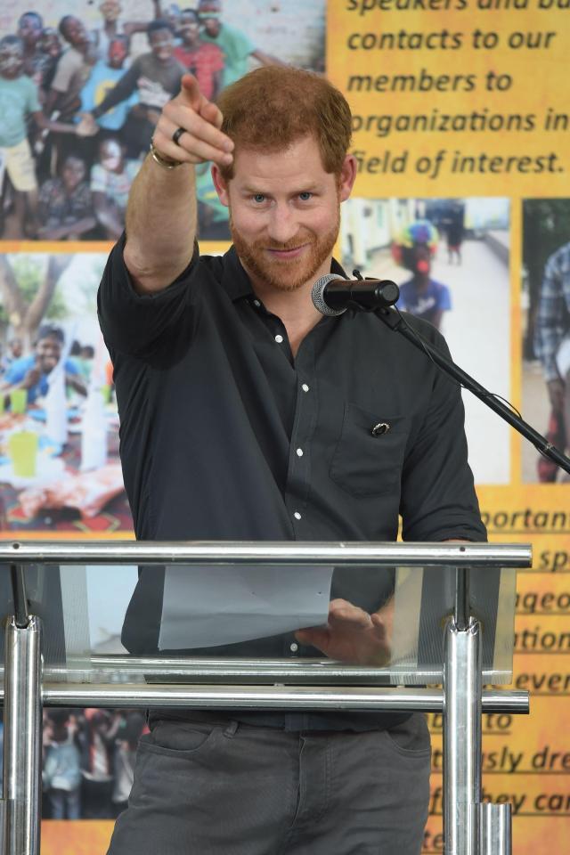  Prince Harry speaking during his visit to Circus Zambia