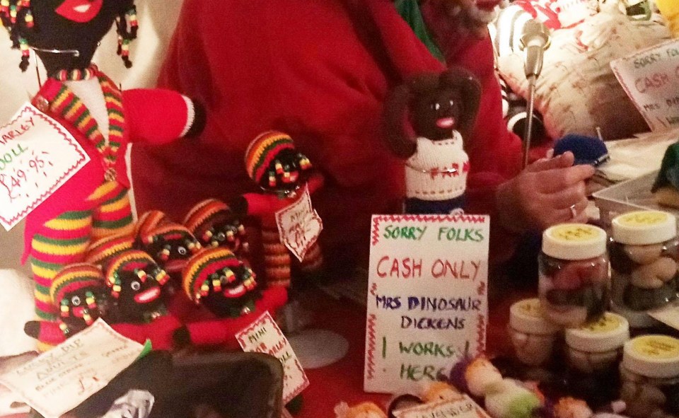 The racist dolls were spotted at a Dickensian-themed Christmas market in Kent