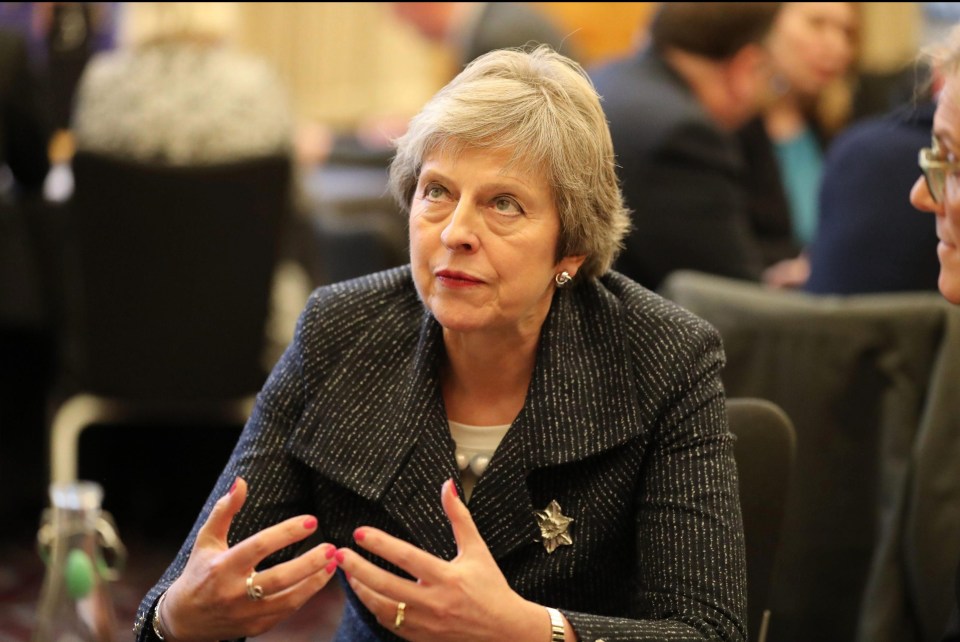 The Prime Minister at Queen’s University during her visit to Northern Ireland today as she launched a nationwide tour to whip up support for her Brexit deal