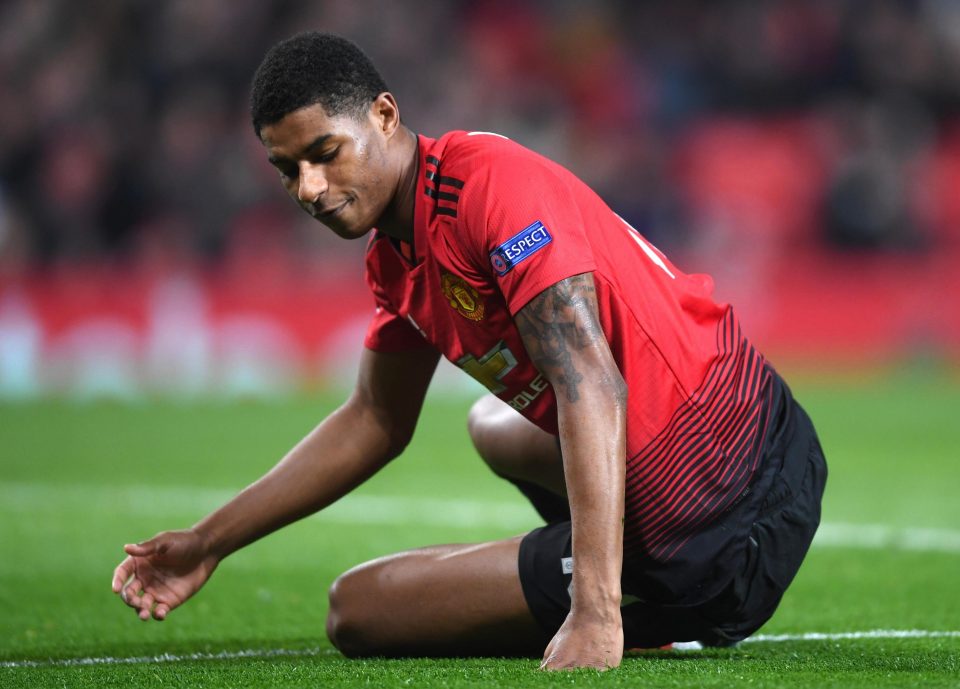 It was a difficult evening for Marcus Rashford who missed a number of good chances