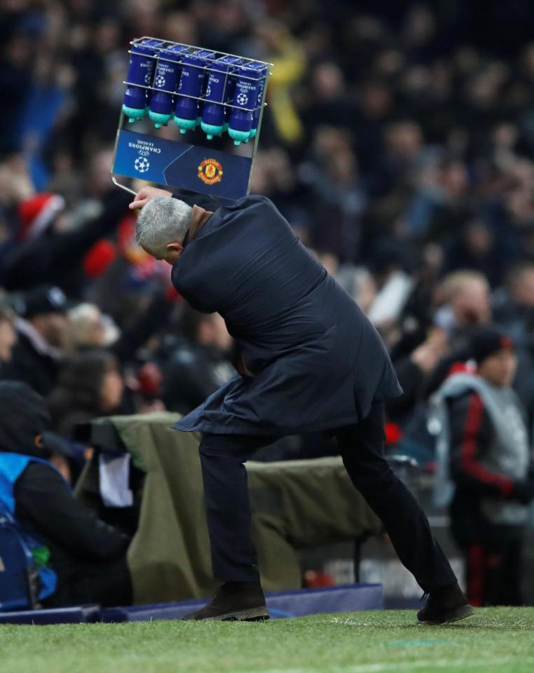 Jose Mourinho celebrated by throwing the water bottles as he let out his emotions