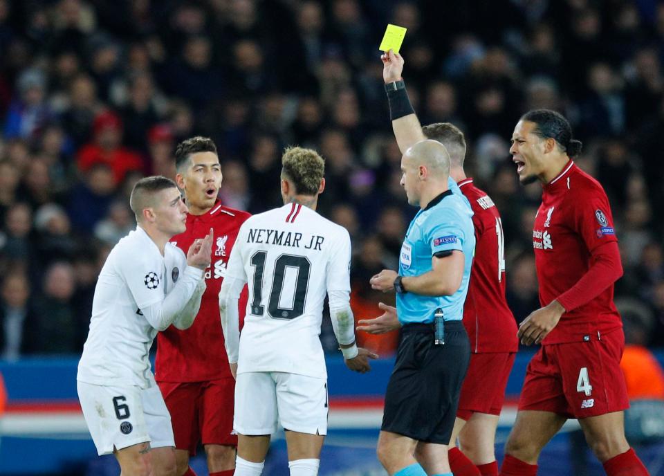  Marco Verratti only received a yellow card for his actions