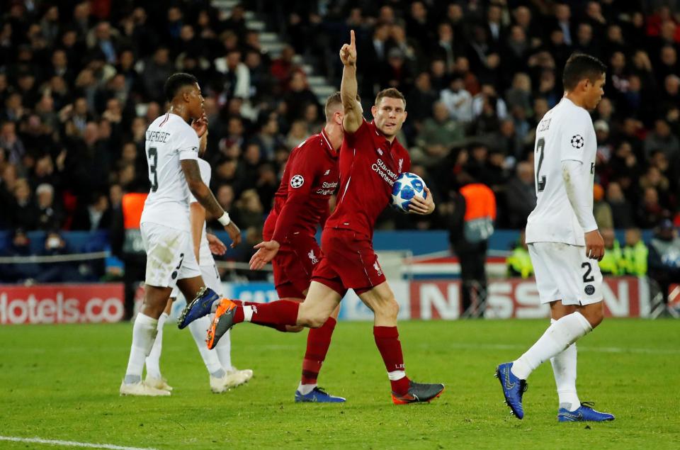  James Milner gave the Reds hope with penalty just before half-time