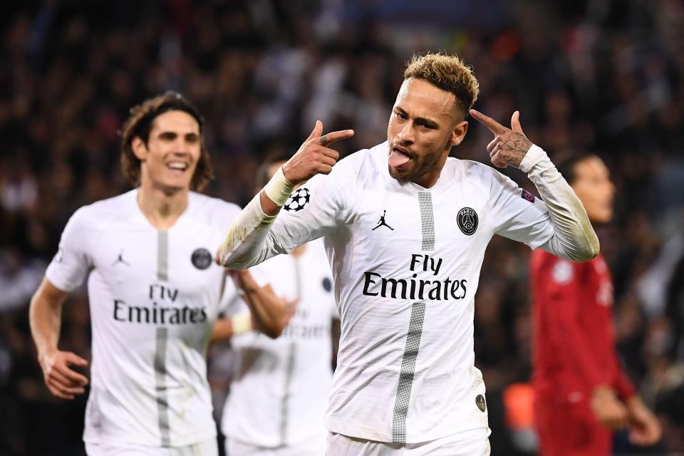  Neymar struck PSG's second goal in to help down Liverpool in Paris