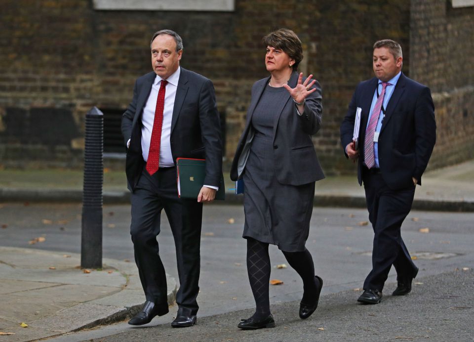  DUP leader Arlene Foster and deputy leader Nigel Dodds arrive in Downing Street