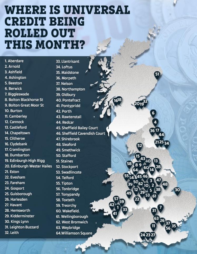 All the places Universal Credit is coming to in November