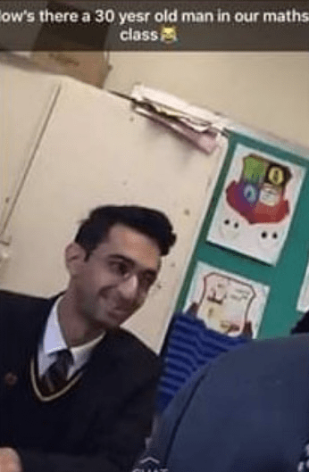 An investigation was launched after pupils shared this image of their classmate on Snapchat - alleging that he was 30