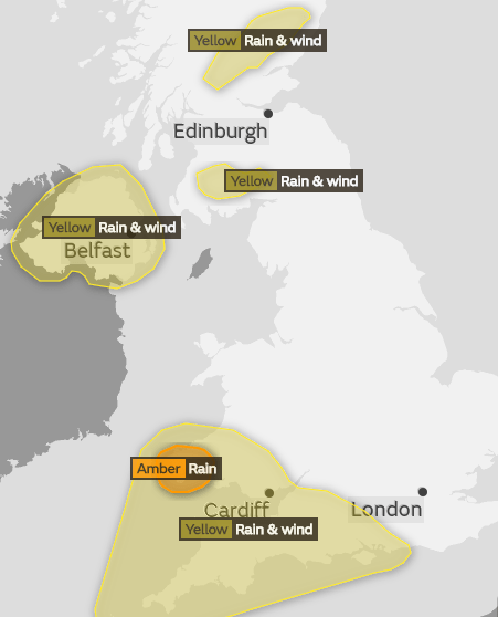  The Met Office has issued a yellow warning for many parts of Britain