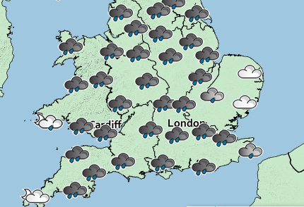  The rain will move across the country from the west as the day goes on