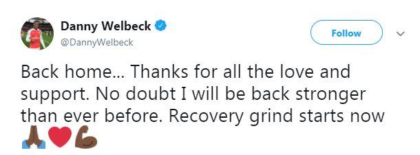 Danny Welbeck revealed he is due to start his recovery after surgery