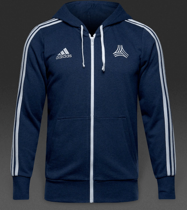  This hoody features Adidas' classic three stripes and an embroidered Tango graphic