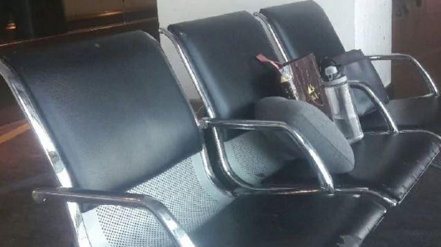  Hassan used his Twitter to record his daily life in the airport - including sleeping on chairs