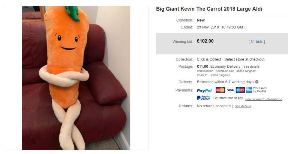  The giant Kevin toy sold for five times it's original price on eBay