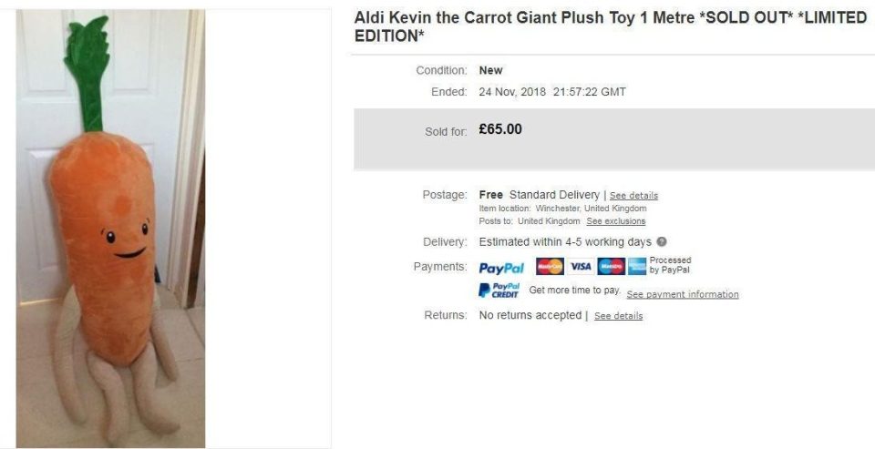  Most of the giant toys are selling for around £60 to £65 online