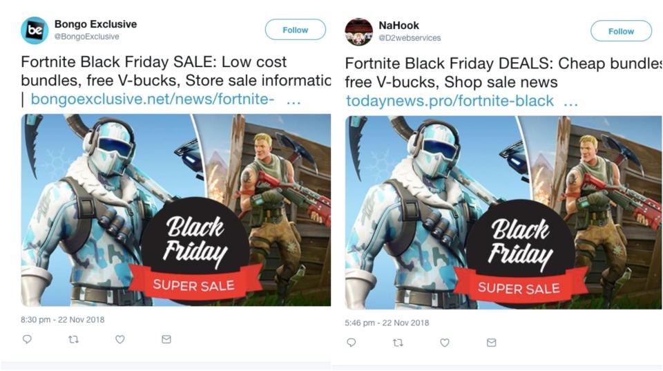 Fortnite Black Friday scams