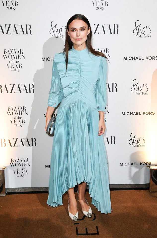  The actress Keira Knightley, 33, wowed in an elegant pastel coloured dress