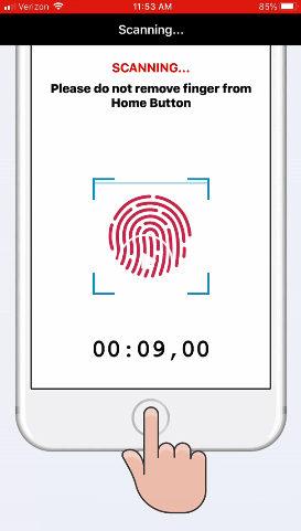  One app was shown asking users to hold their fingers on Touch ID for 10 seconds