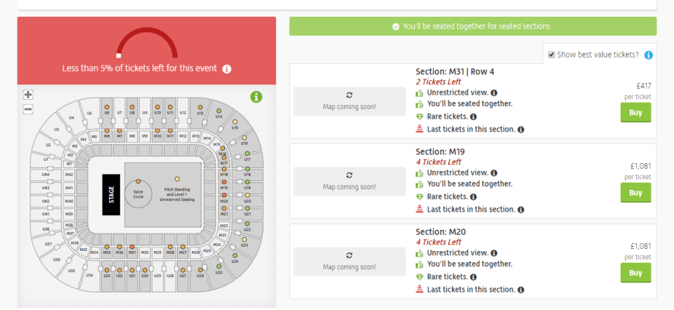  Tickets are being flogged for nearly 12 times their face value