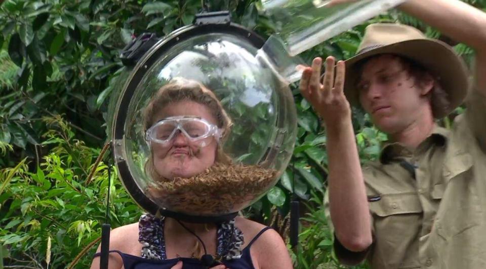  Emily got a helmet full of insects in tonight's I'm A Celeb