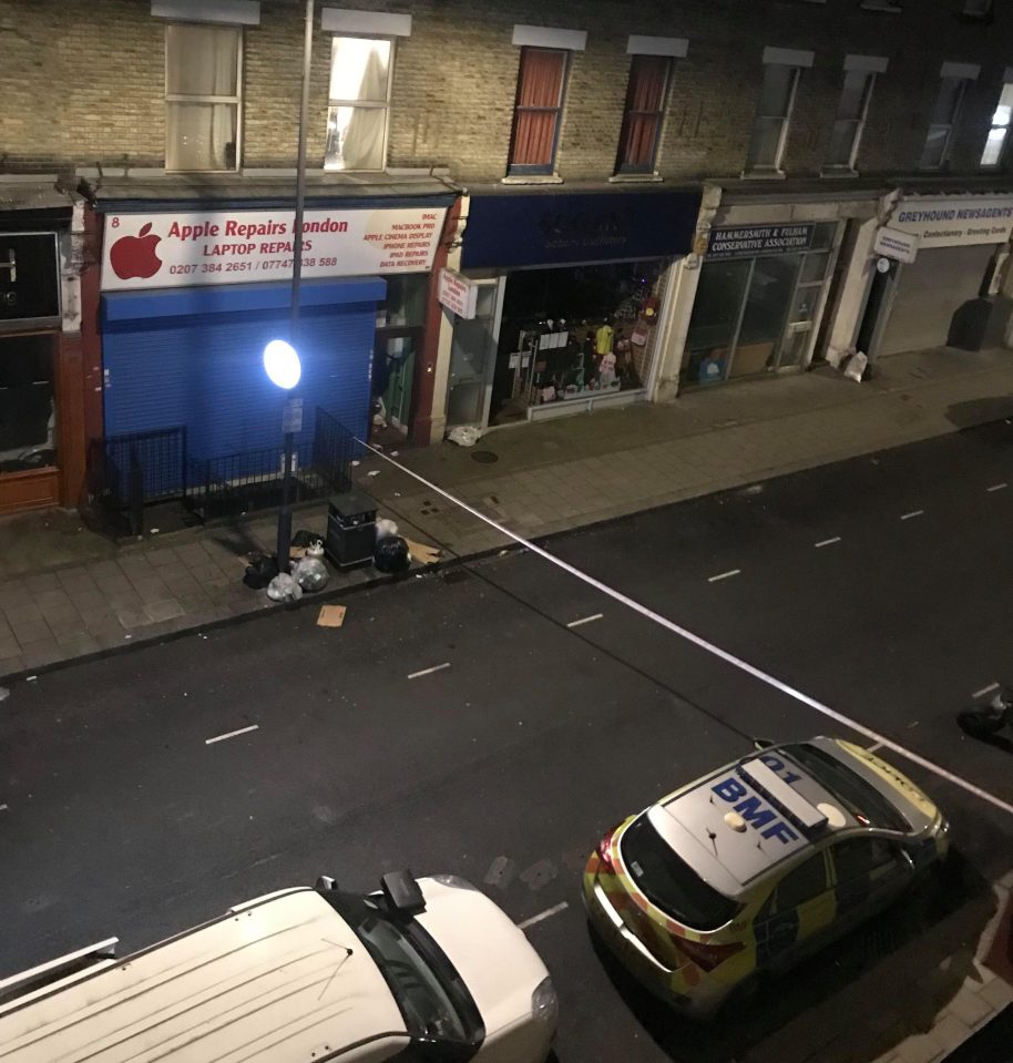  A picture taken overlooking the police cordon after a man was stabbed in the early hours of this morning