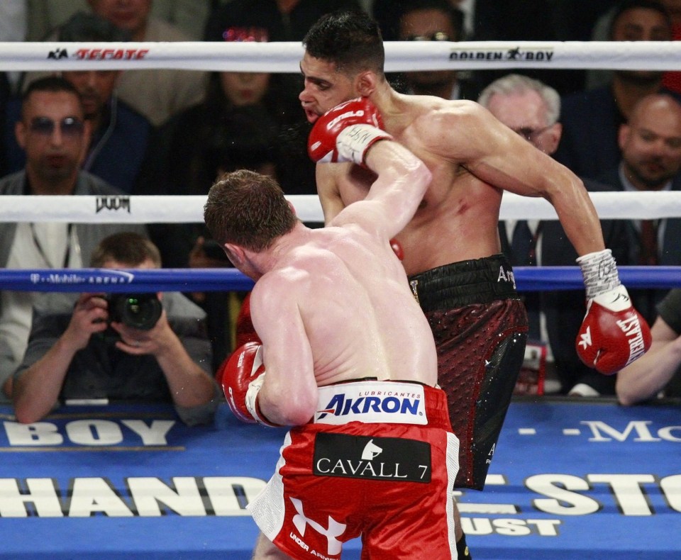 Canelo KO’d Khan in round six with a devastating overhand right