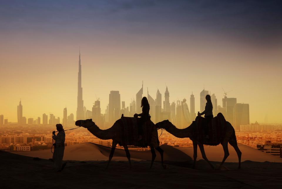  Spectacular... Riding camels near Dubai's skyline